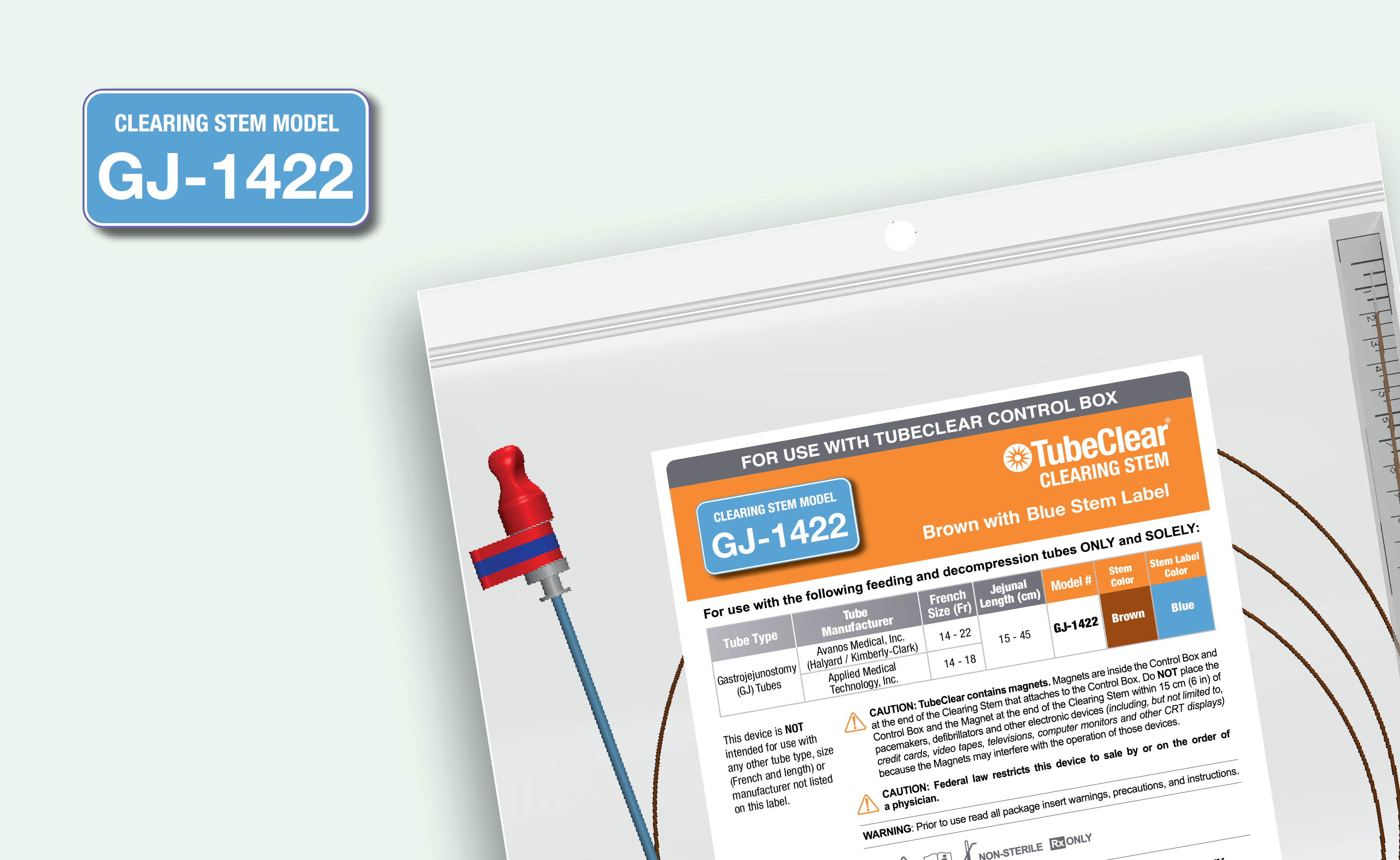 GJ-1422 Model Clearing Stem for use with MIC® and Traditional G-Jet® GJ Tubes